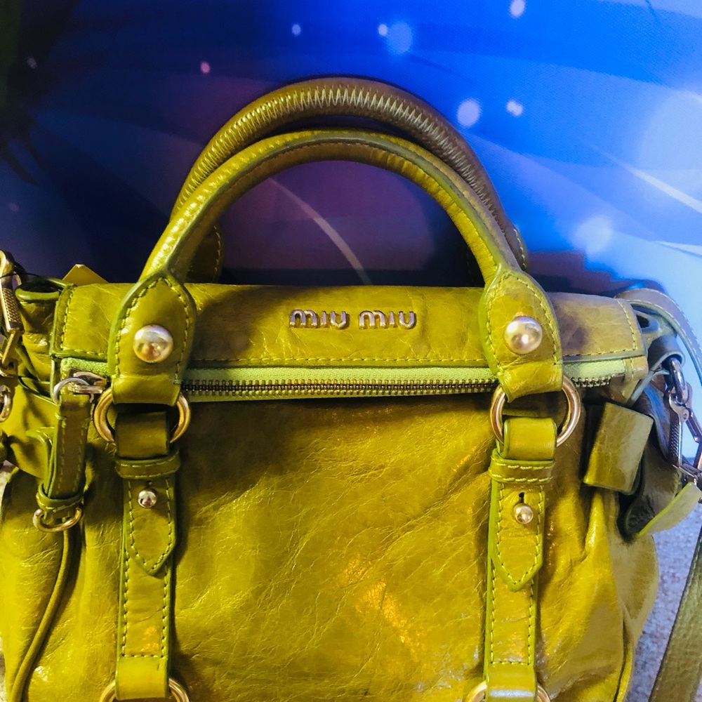 Miu Miu Lime Green Leather Satchel